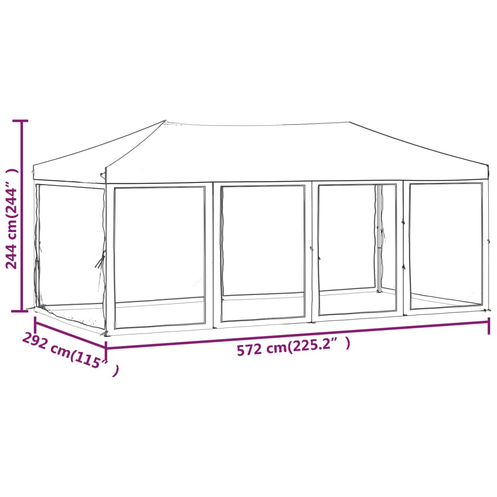 Tenda p/ festas dobrável c/ paredes laterais cinza-acastanhado