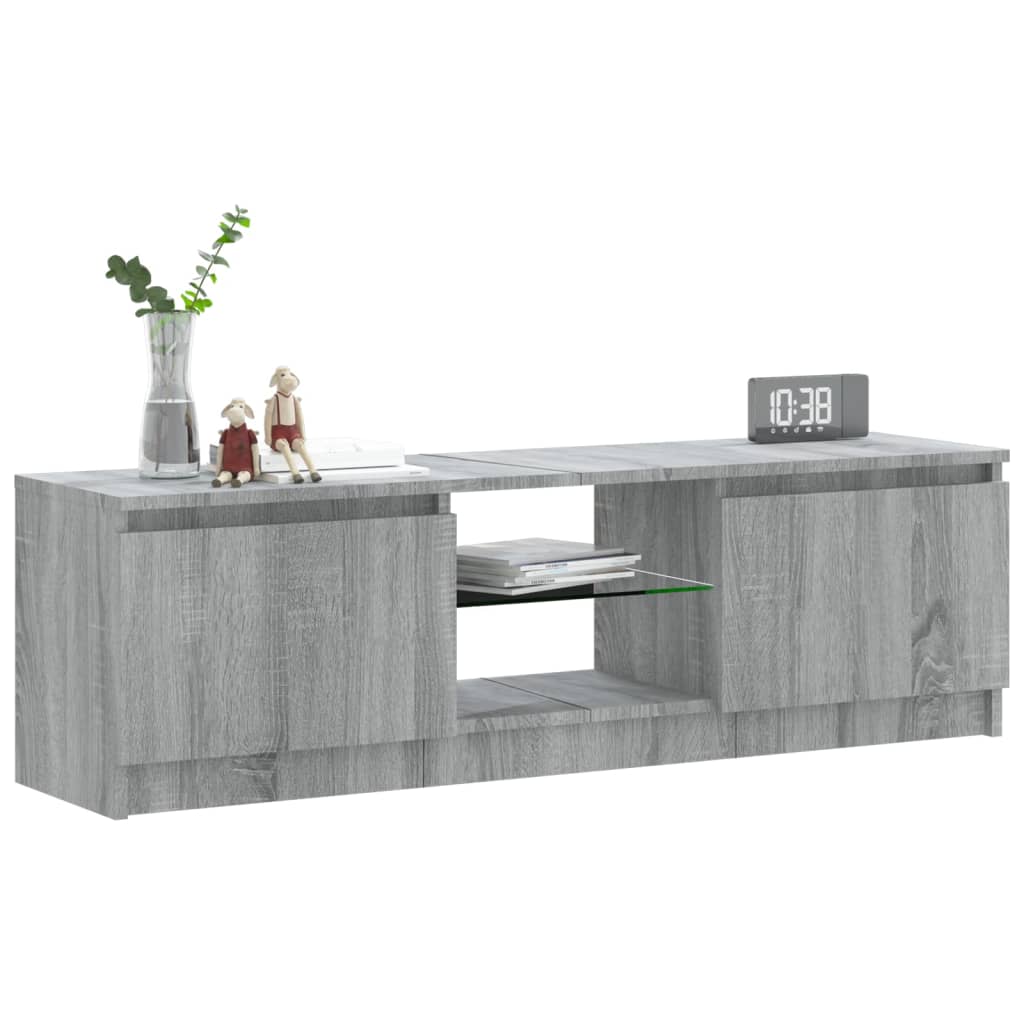 Móvel de TV com luzes LED 120x30x35,5 cm cinzento sonoma