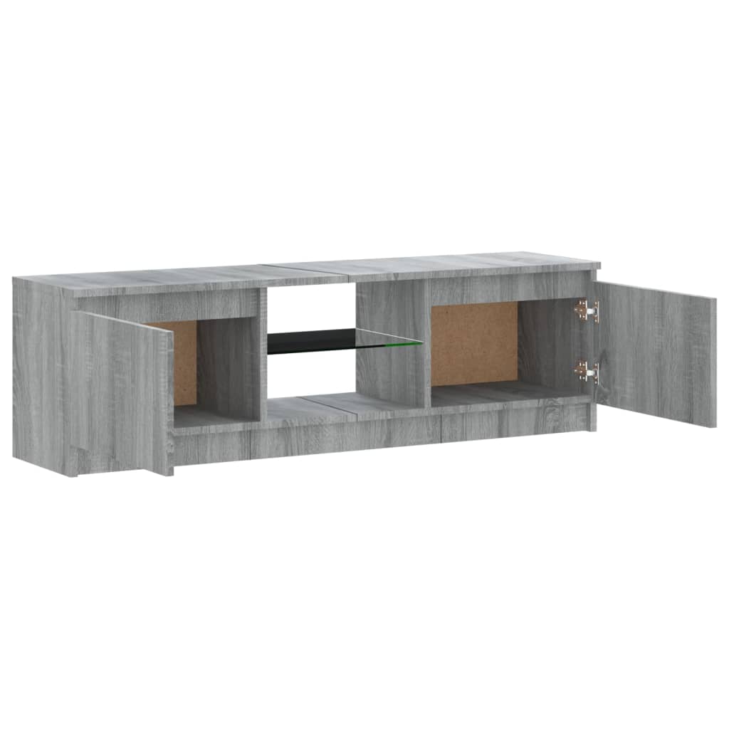 Móvel de TV com luzes LED 120x30x35,5 cm cinzento sonoma
