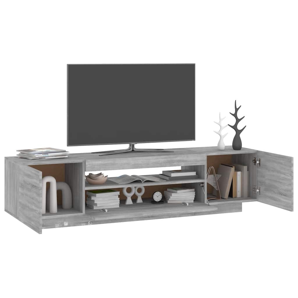 Móvel de TV com luzes LED 160x35x40 cm sonoma cinzento