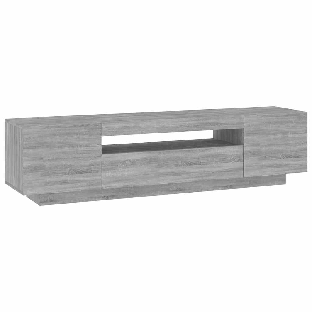Móvel de TV com luzes LED 160x35x40 cm sonoma cinzento
