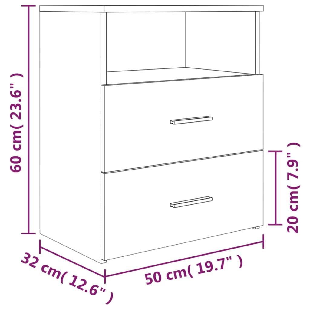 Mesas de cabeceira 2 pcs 50x32x60 cm sonoma cinzento