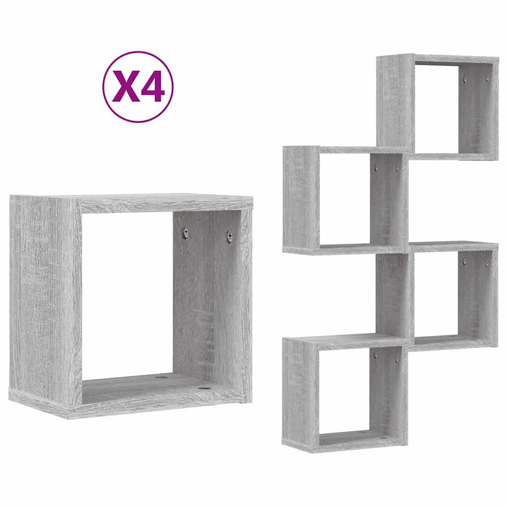 Prateleiras de Parede 4 pcs Cinzeto 26 x 15 x 26 cm
