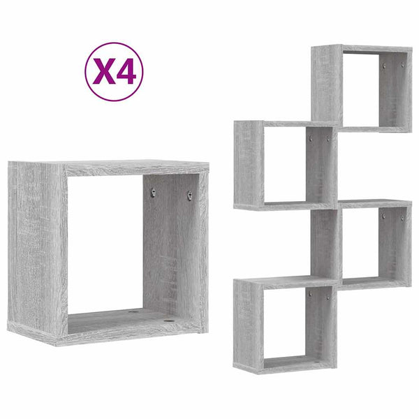 Prateleiras de Parede 4 pcs Cinzeto 26 x 15 x 26 cm