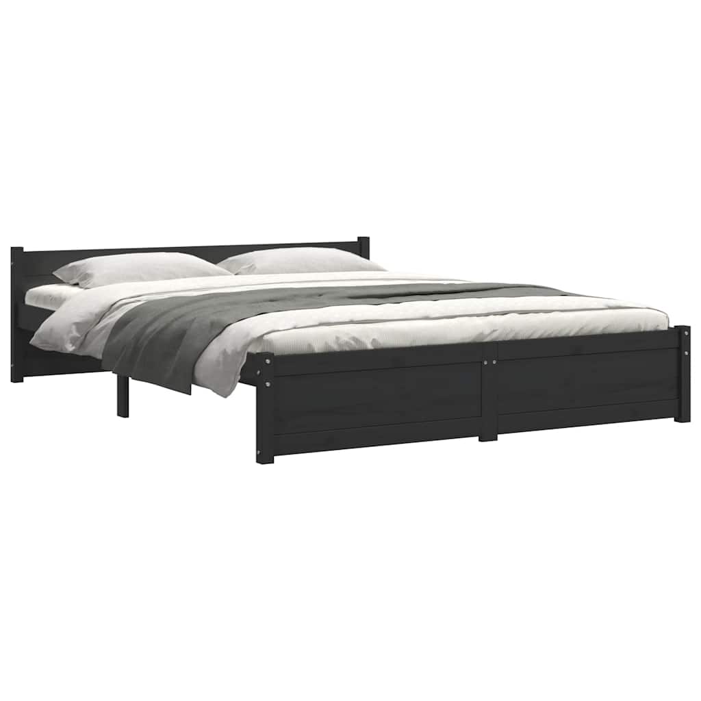 Estrutura de cama casal 135x190 cm madeira maciça preto