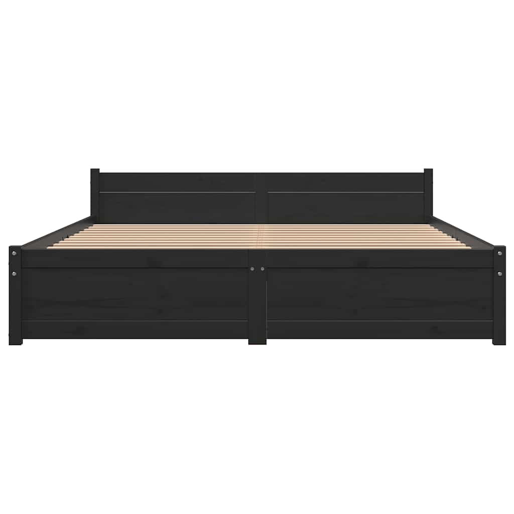 Estrutura de cama casal 135x190 cm madeira maciça preto