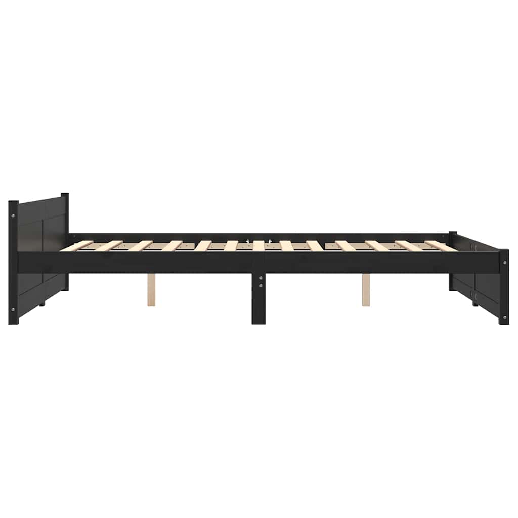 Estrutura de cama casal 135x190 cm madeira maciça preto