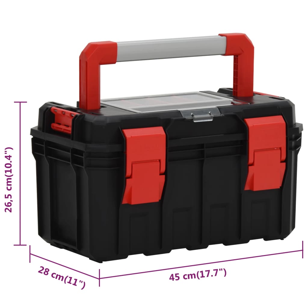 Caixa de ferramentas 45x28x26,5 cm preto e vermelho