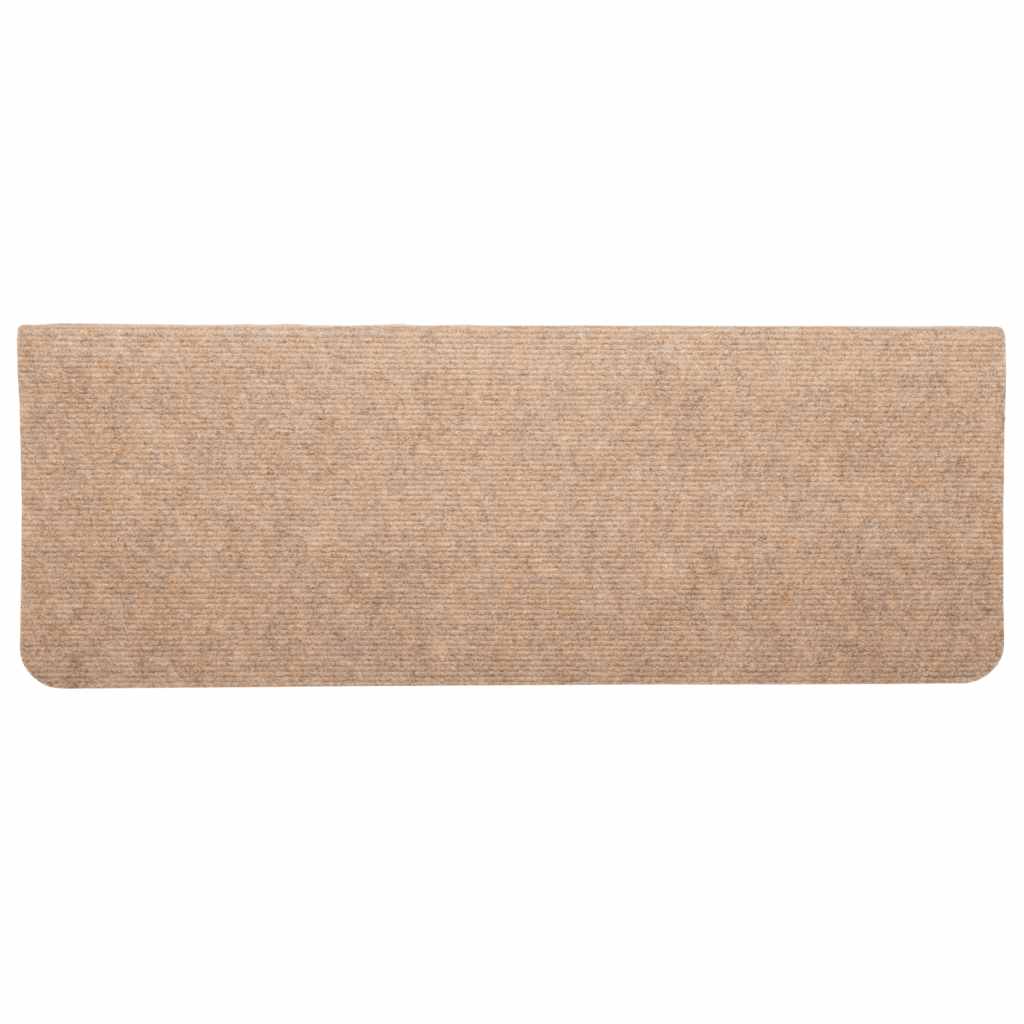 Tapetes de escada autoadesivos 15 pcs 65x24,5x3,5 cm bege