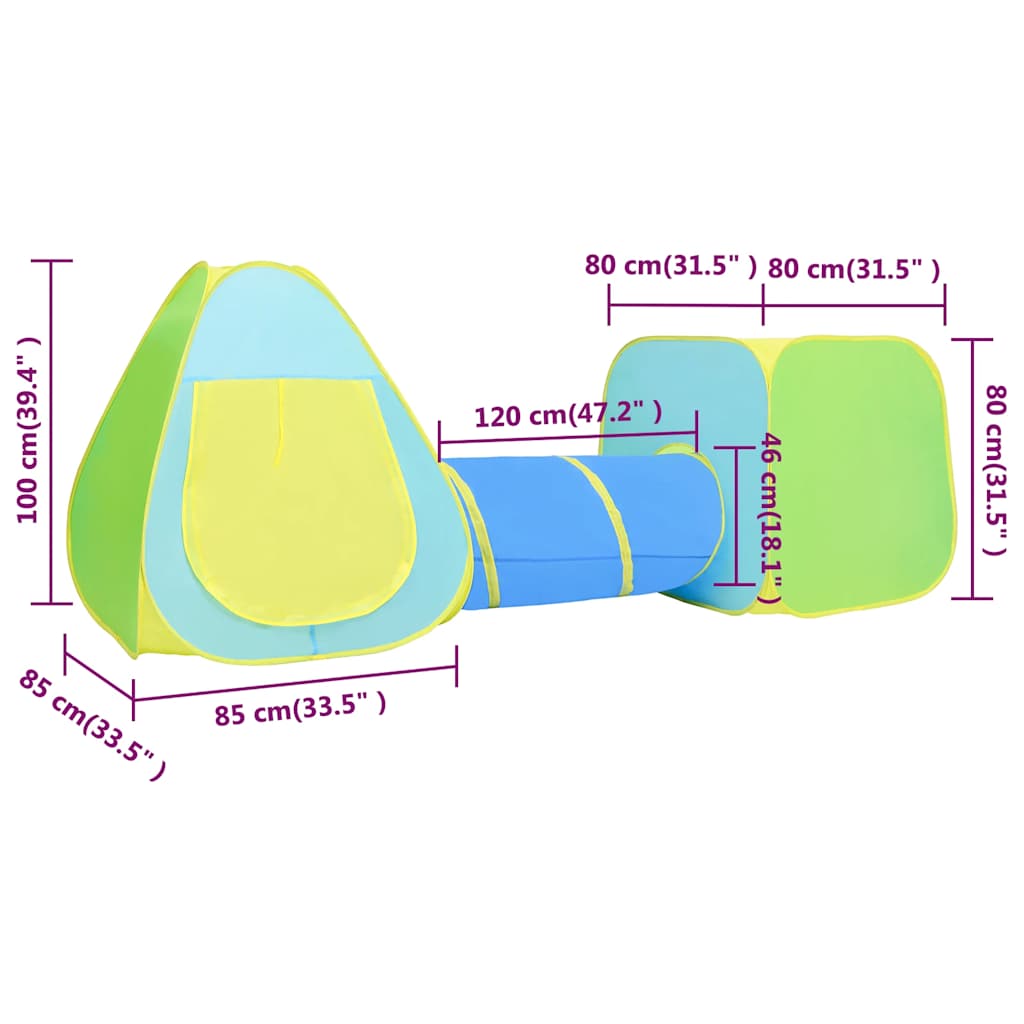 Tenda de brincar infantil com 350 bolas multicolorido