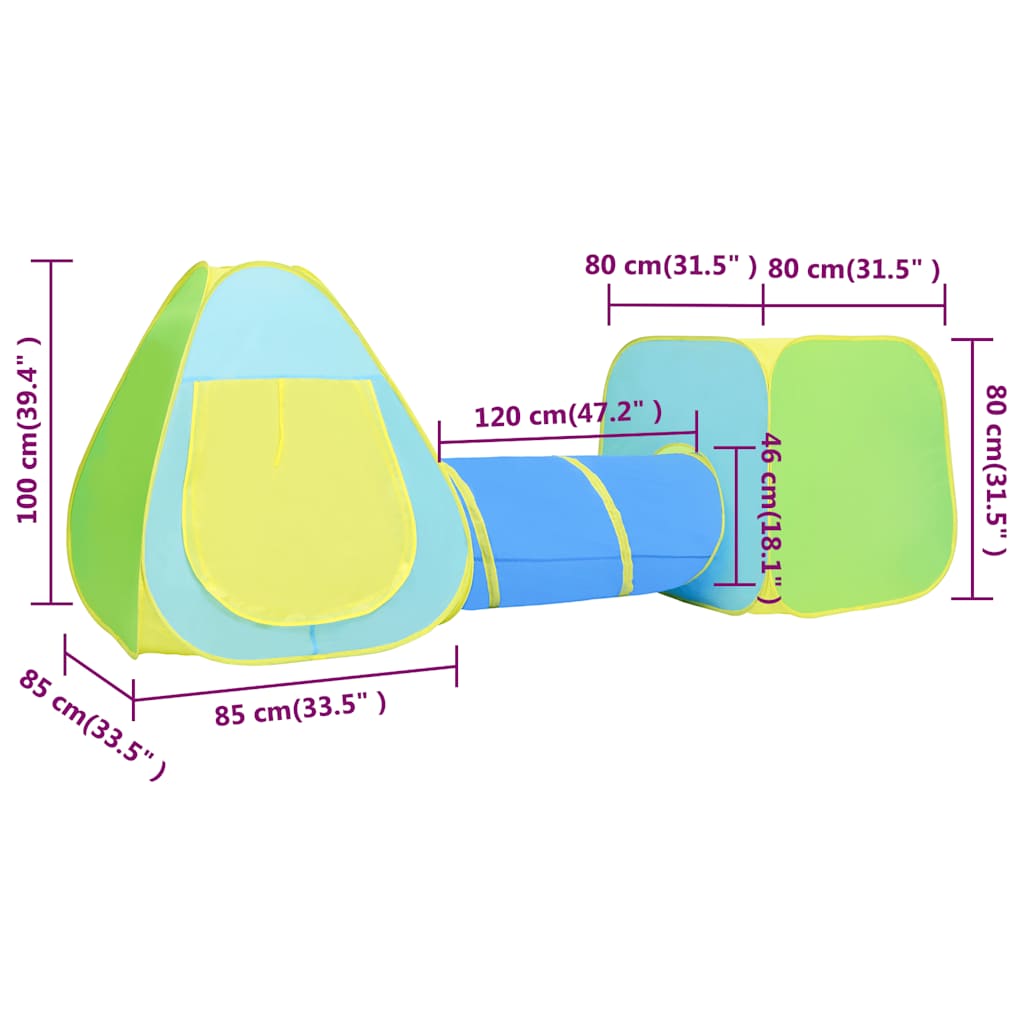 Tenda de brincar infantil com 350 bolas multicolorido