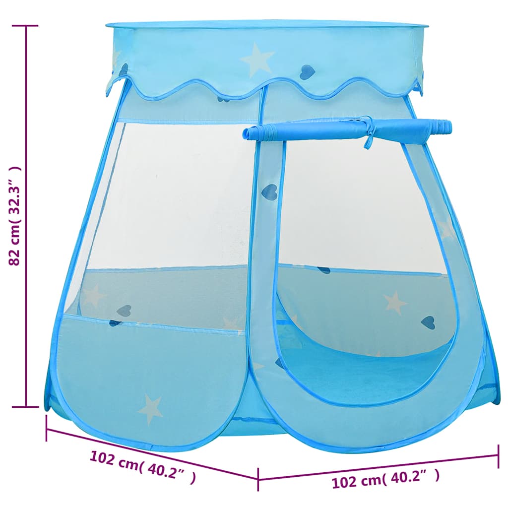 Tenda de brincar infantil com 250 bolas 102x102x82 cm azul