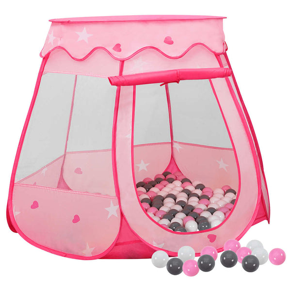 Tenda de brincar infantil com 250 bolas 102x102x82 cm rosa
