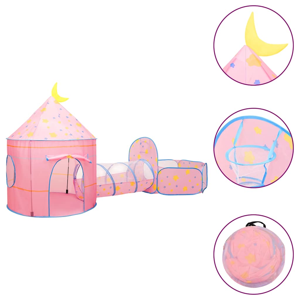 Tenda de brincar infantil com 250 bolas 301x120x128 cm rosa
