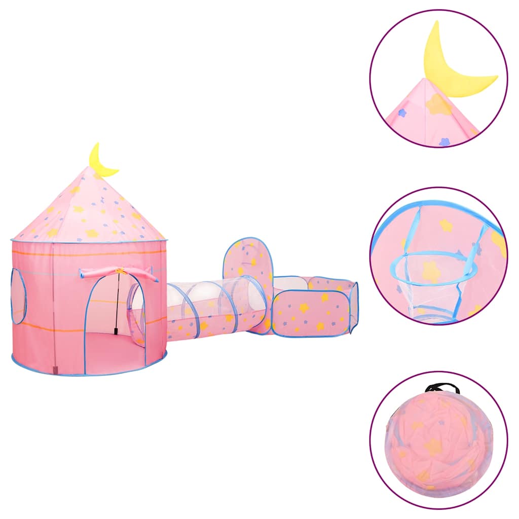 Tenda de brincar infantil com 250 bolas 301x120x128 cm rosa