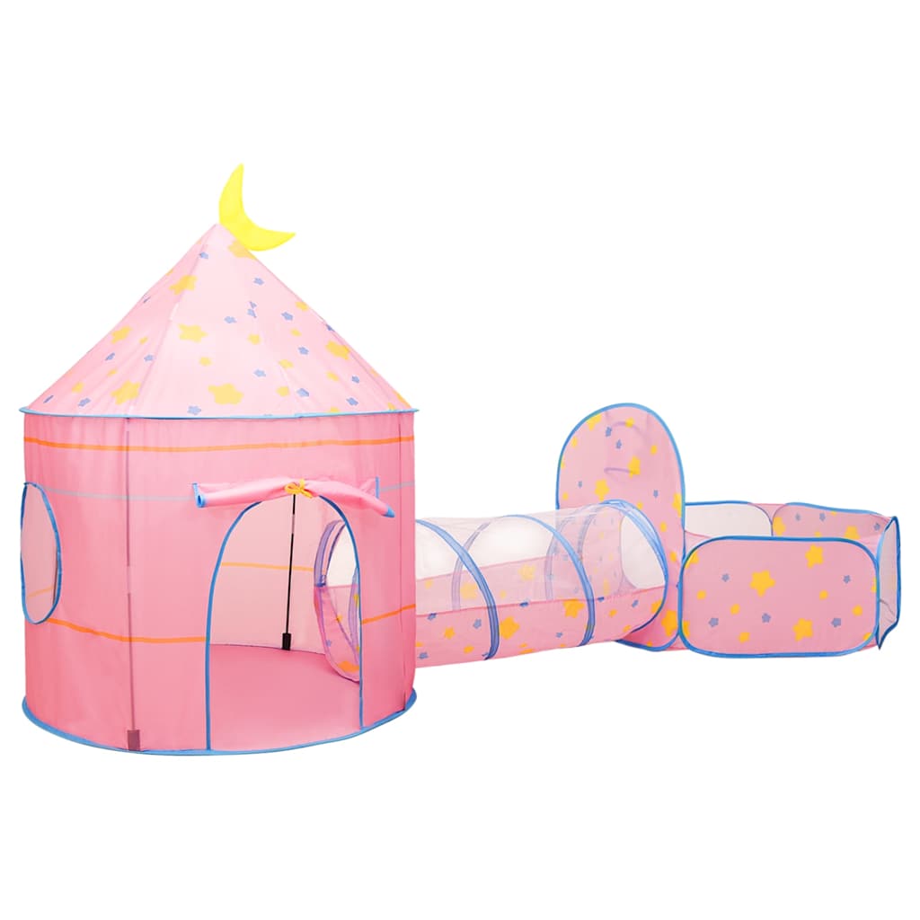 Tenda de brincar infantil com 250 bolas 301x120x128 cm rosa