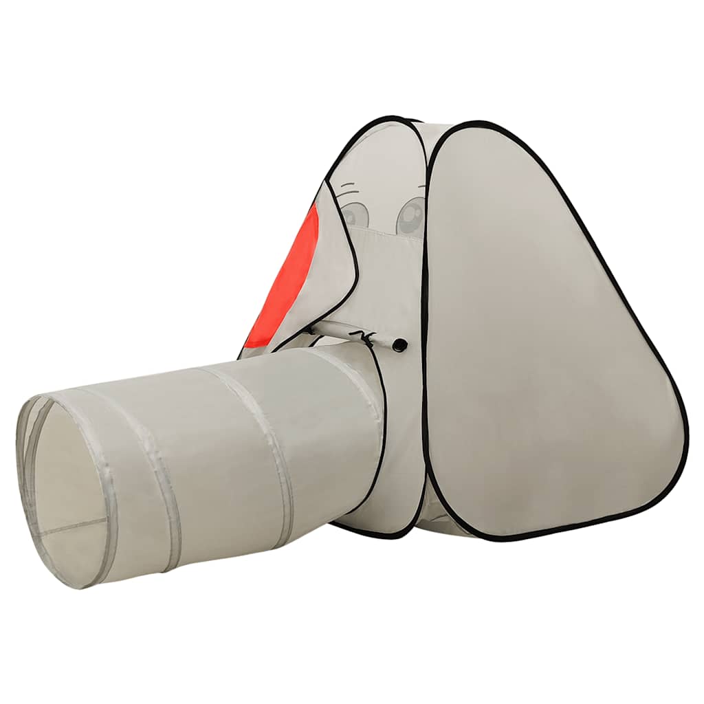 Tenda de brincar elefante com 250 bolas 174x86x101 cm cinzento
