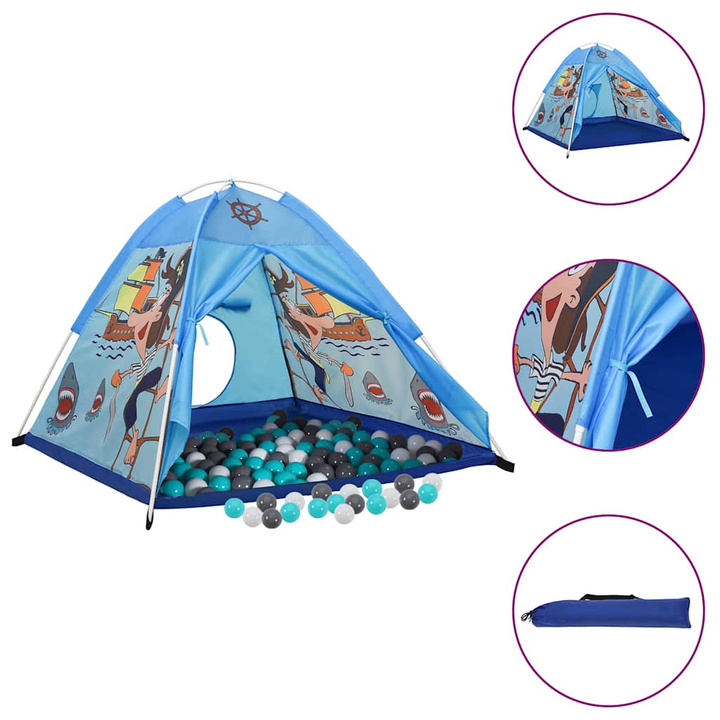Tenda de brincar infantil com 250 bolas 120x120x90 cm azul