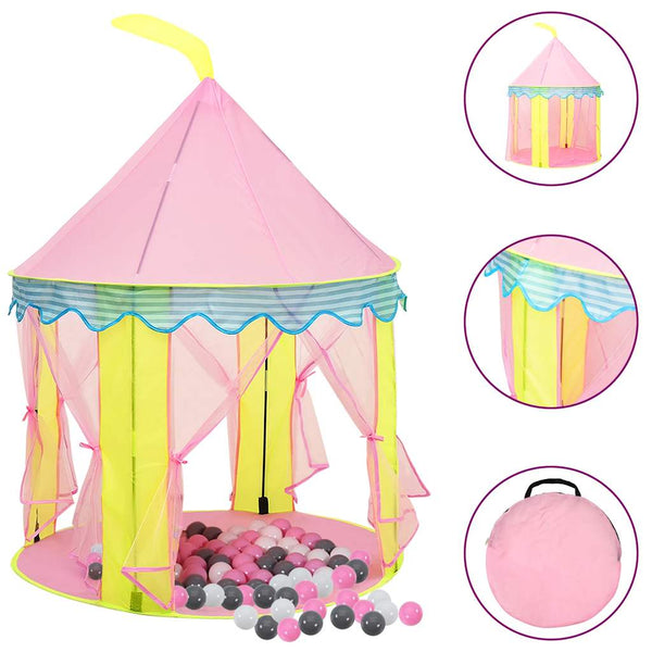 Tenda de brincar infantil com 250 bolas 100x100x127 cm rosa