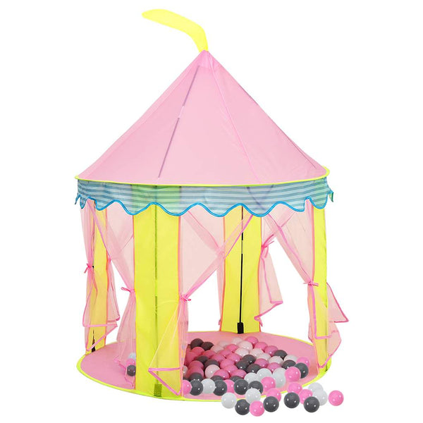 Tenda de brincar infantil com 250 bolas 100x100x127 cm rosa