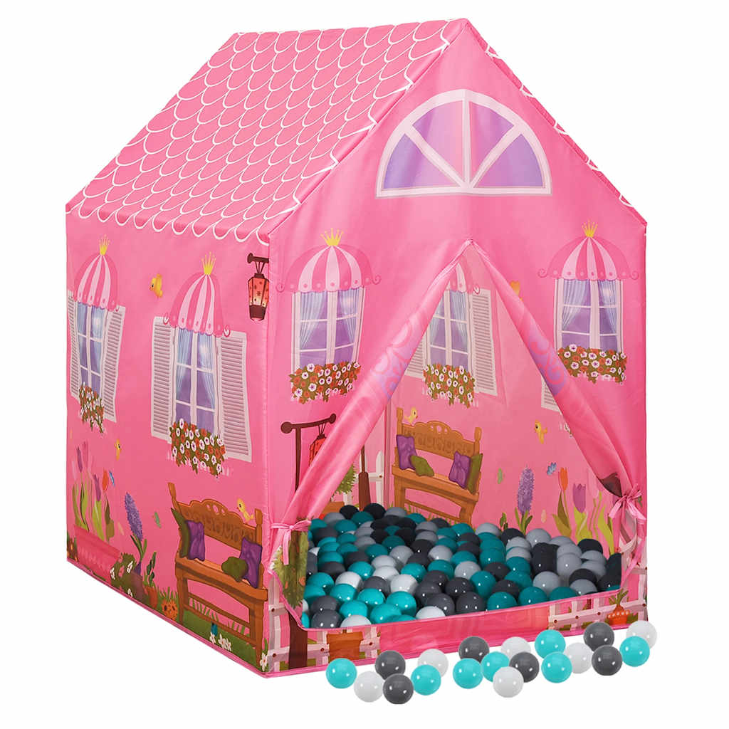 Tenda de brincar infantil com 250 bolas 69x94x104 cm rosa