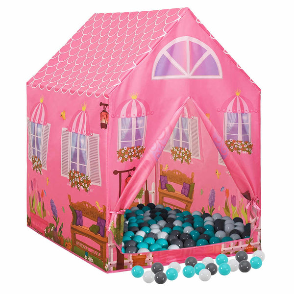 Tenda de brincar infantil com 250 bolas 69x94x104 cm rosa