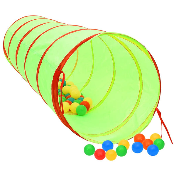 Túnel de brincar infantil com 250 bolas 175 cm poliéster verde