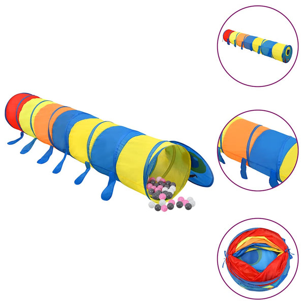 Túnel de brincar infantil + 250 bolas 245 cm poliéster multicor