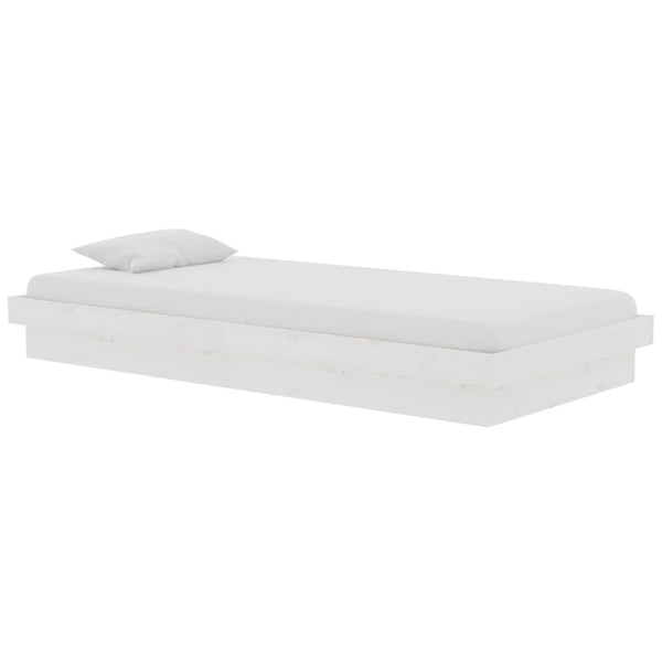Estrutura de cama solteiro 90x190 cm madeira maciça branco