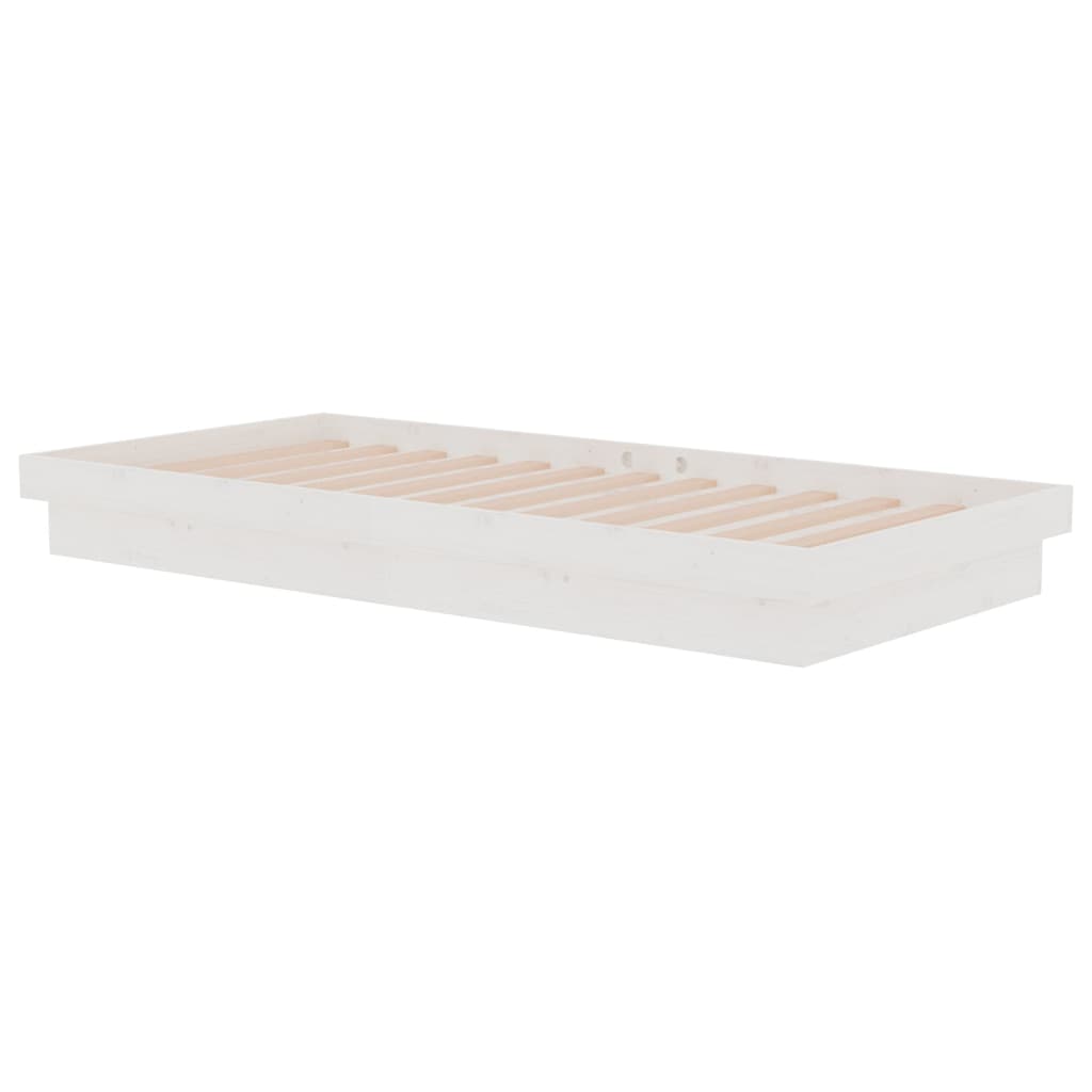 Estrutura de cama solteiro 90x190 cm madeira maciça branco