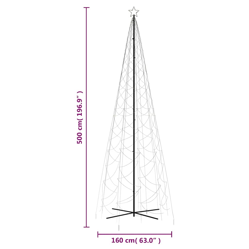 Árvore de Natal em cone 1400 luzes LED 160x500 cm branco quente