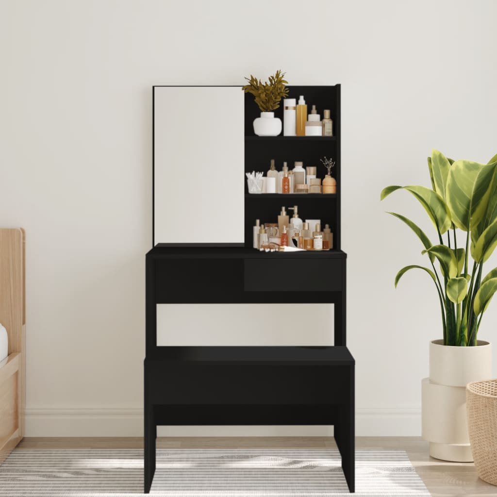 Toucador com espelho 74,5x40x141 cm preto
