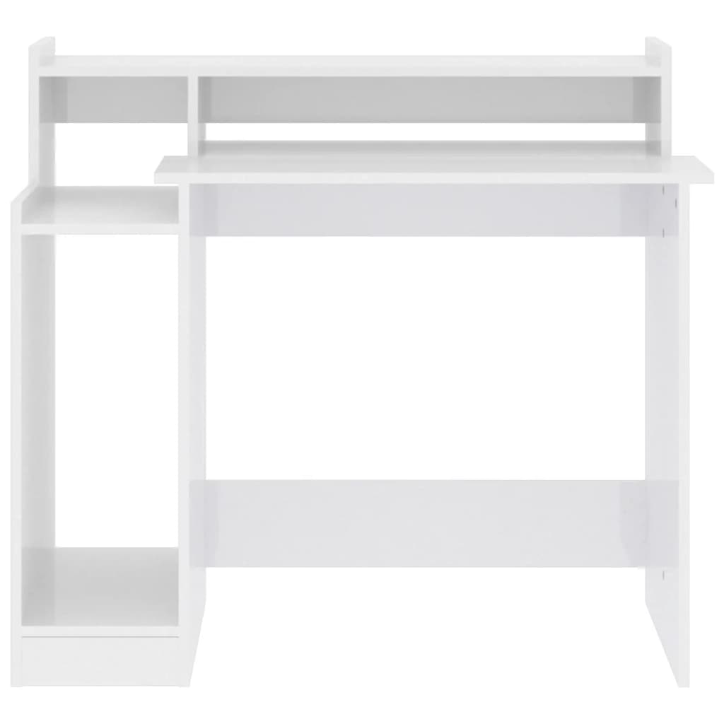 Secretária c/ LED 97x45x90cm derivados madeira branco brilhante