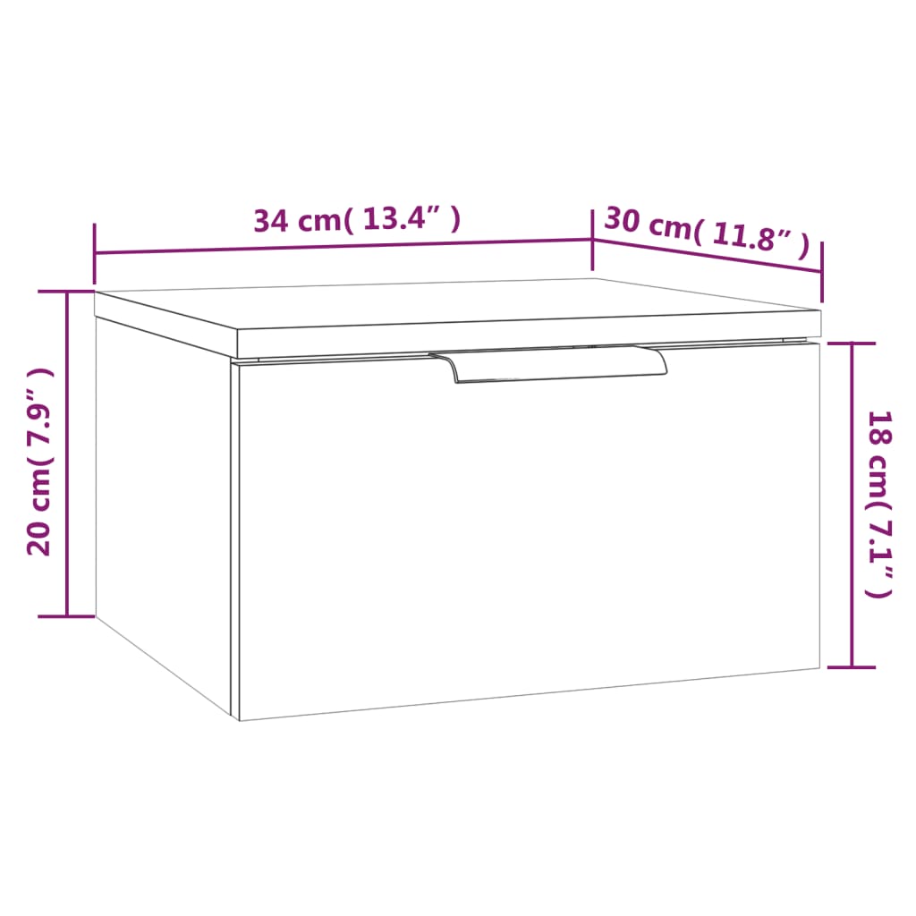 Mesa de cabeceira montagem na parede 34x30x20 cm branco