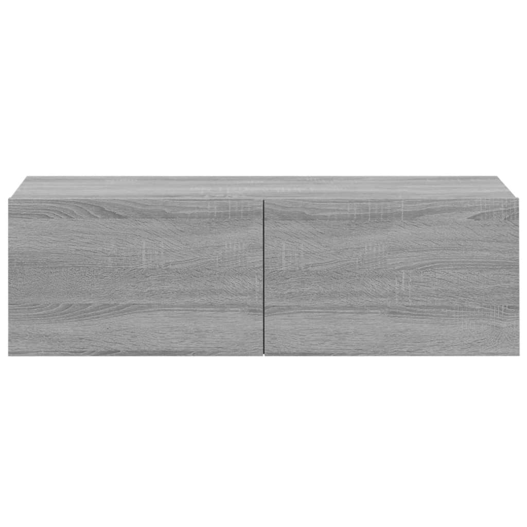 Armários parede 2pcs 100x30x30 cm derivados cinza sonoma