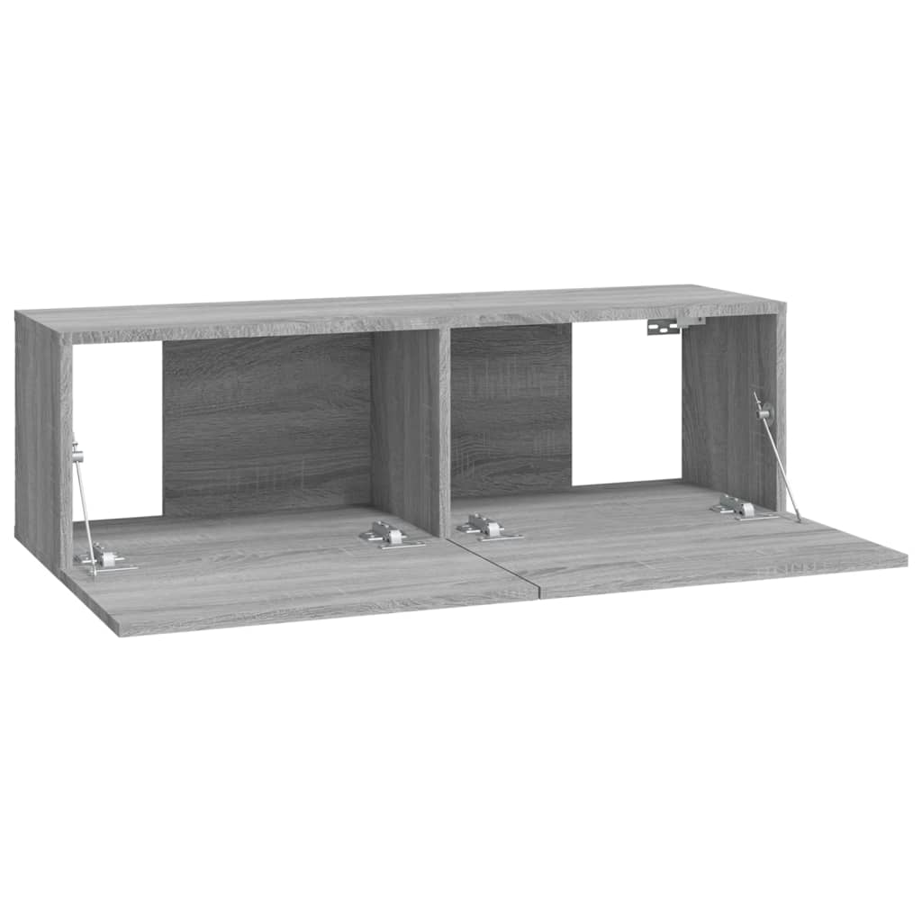 Armários parede 2pcs 100x30x30 cm derivados cinza sonoma
