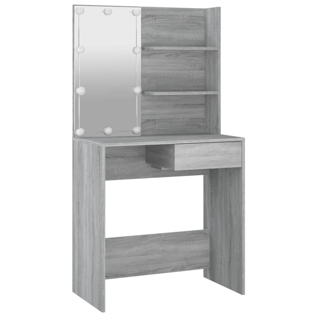 Toucador com LEDs 74,5x40x141 cm sonoma cinza
