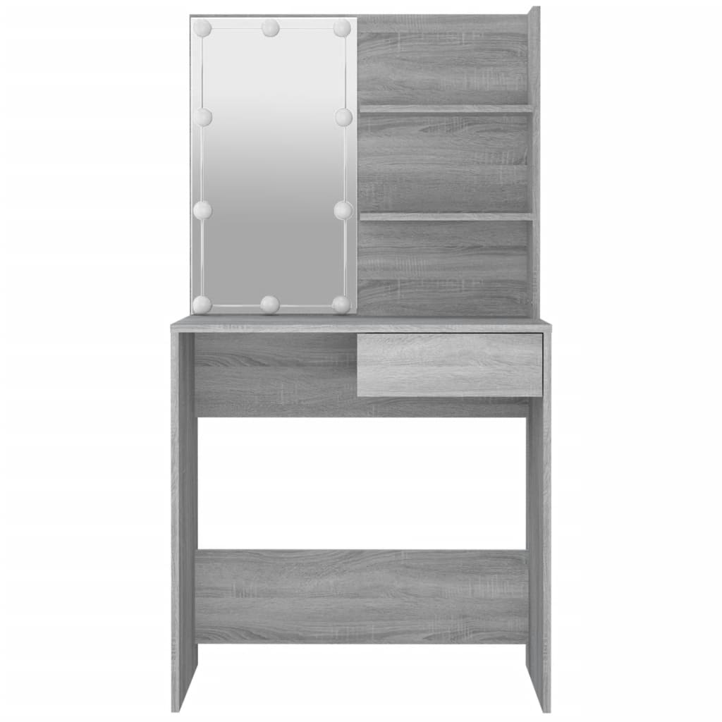 Toucador com LEDs 74,5x40x141 cm sonoma cinza