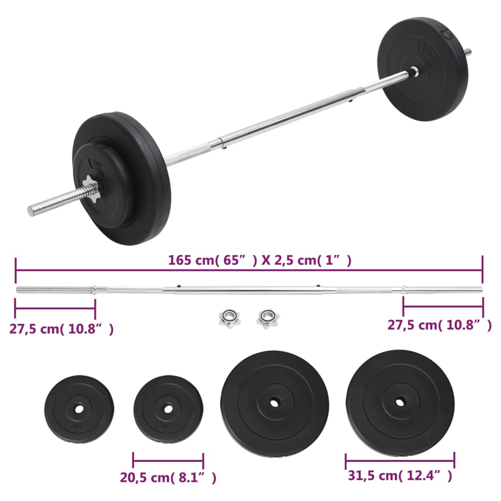 Conjunto de barra com discos 30 kg