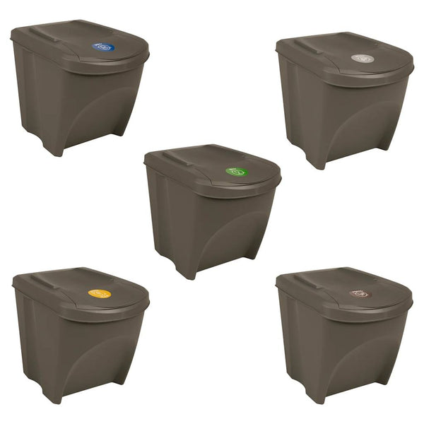 Caixotes do lixo empilháveis 3 pcs 75 L polipropileno cinzento