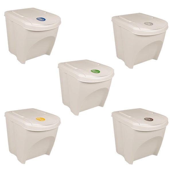 Caixotes do lixo empilháveis 3 pcs 75 L polipropileno branco