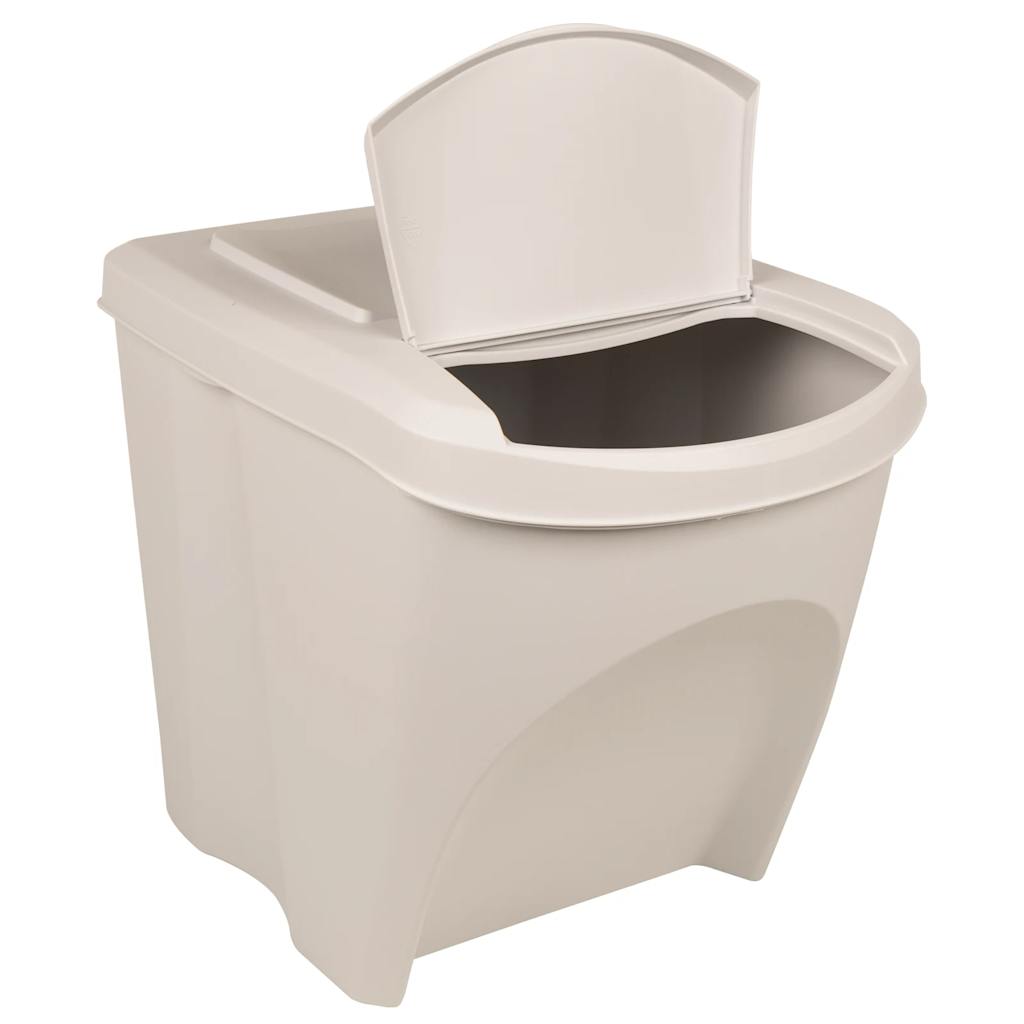 Caixotes do lixo empilháveis 3 pcs 75 L polipropileno branco