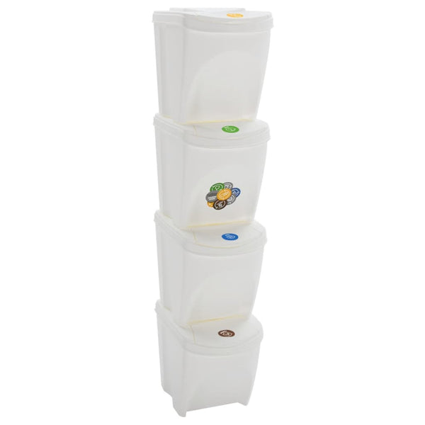 Caixotes do lixo empilháveis 4 pcs 100 L polipropileno branco