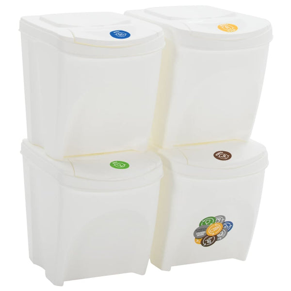 Caixotes do lixo empilháveis 4 pcs 100 L polipropileno branco