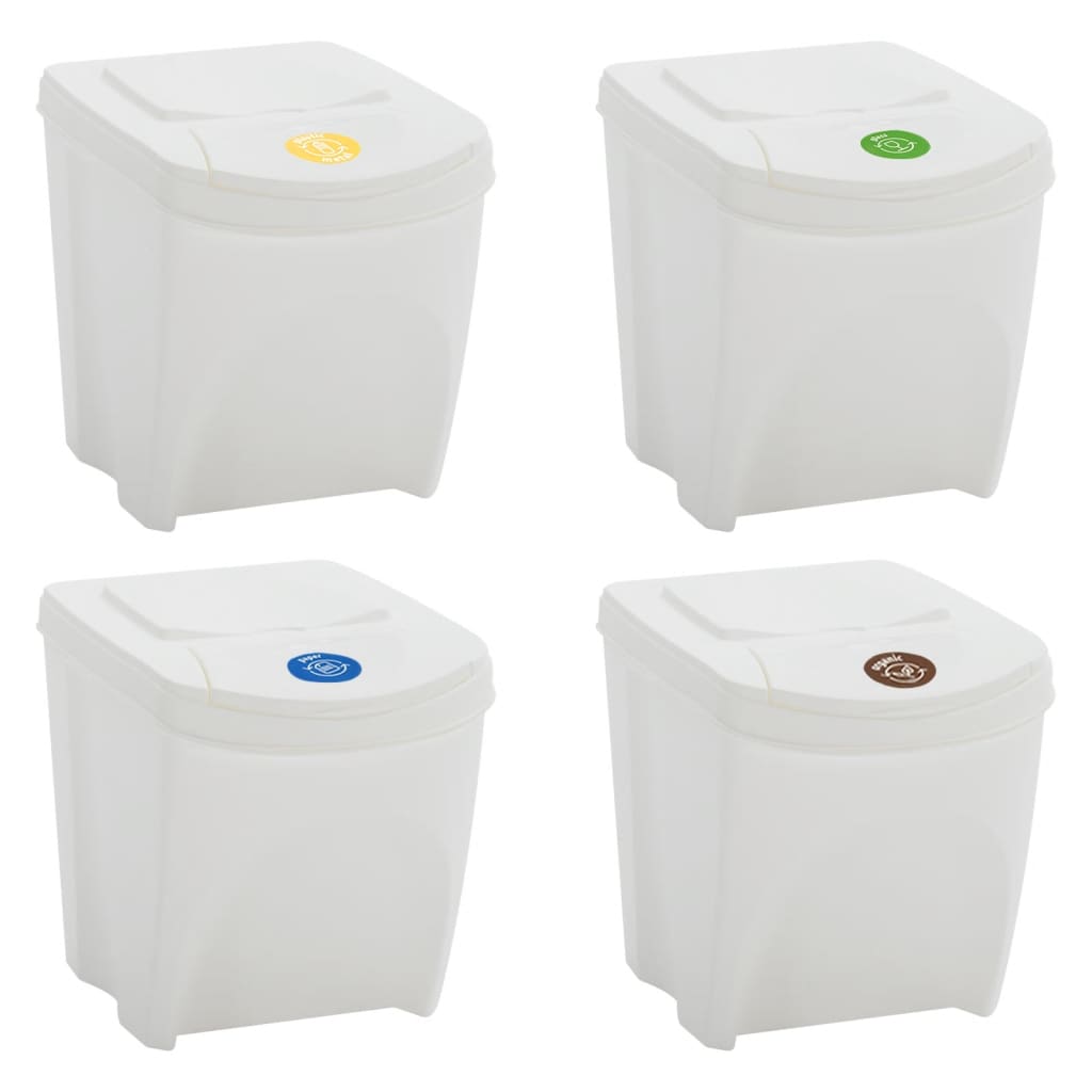 Caixotes do lixo empilháveis 4 pcs 100 L polipropileno branco
