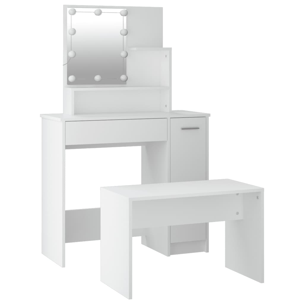 Conjunto toucador c/ LEDs madeira processada branco