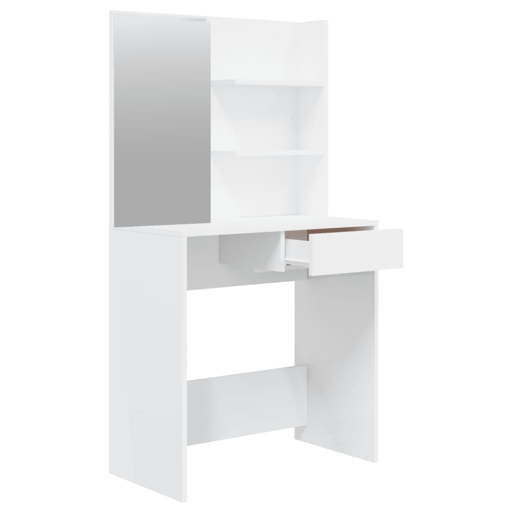 Conjunto toucador 74,5x40x141 cm branco brilhante