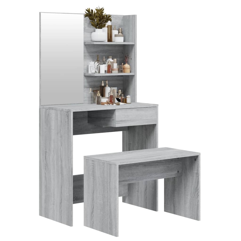 Conjunto toucador 74,5x40x141 cm cor sonoma cinzento