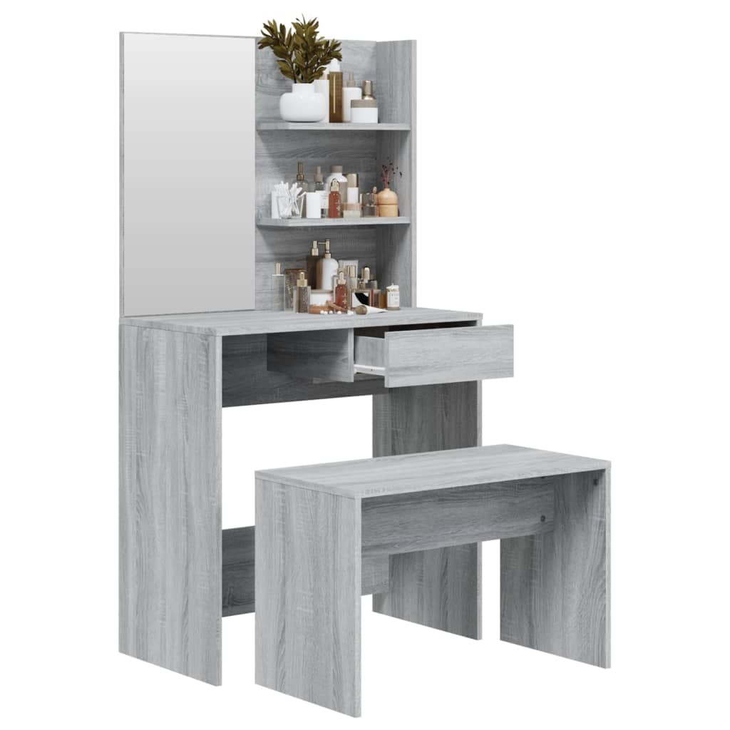 Conjunto toucador 74,5x40x141 cm cor sonoma cinzento