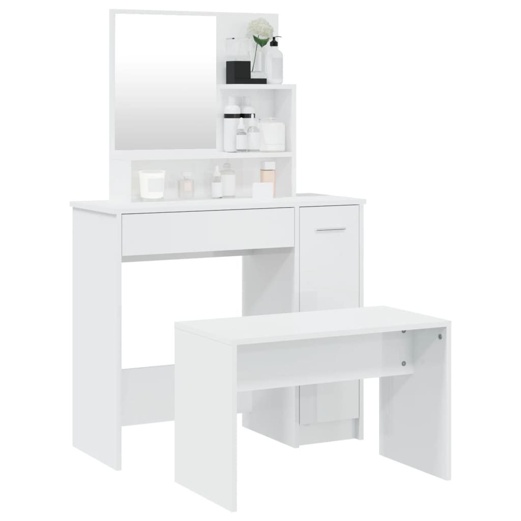 Conjunto toucador 86,5x35x136 cm branco brilhante